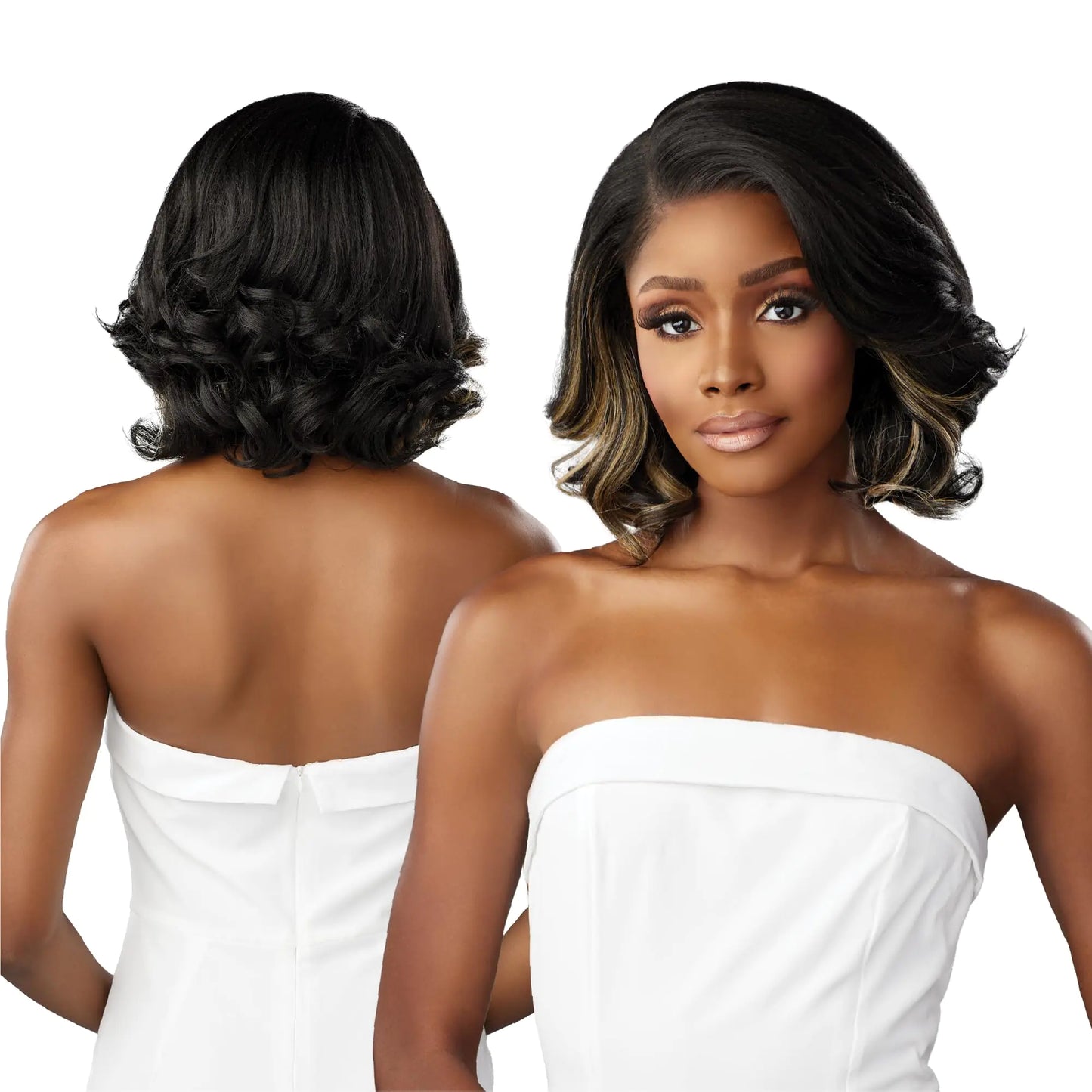 Sensationnel Bare lace ypart lacewigs - daria lacefront glueless synthetic 180 degree preplucked hairline (SH/LIGHTASHBROWN)