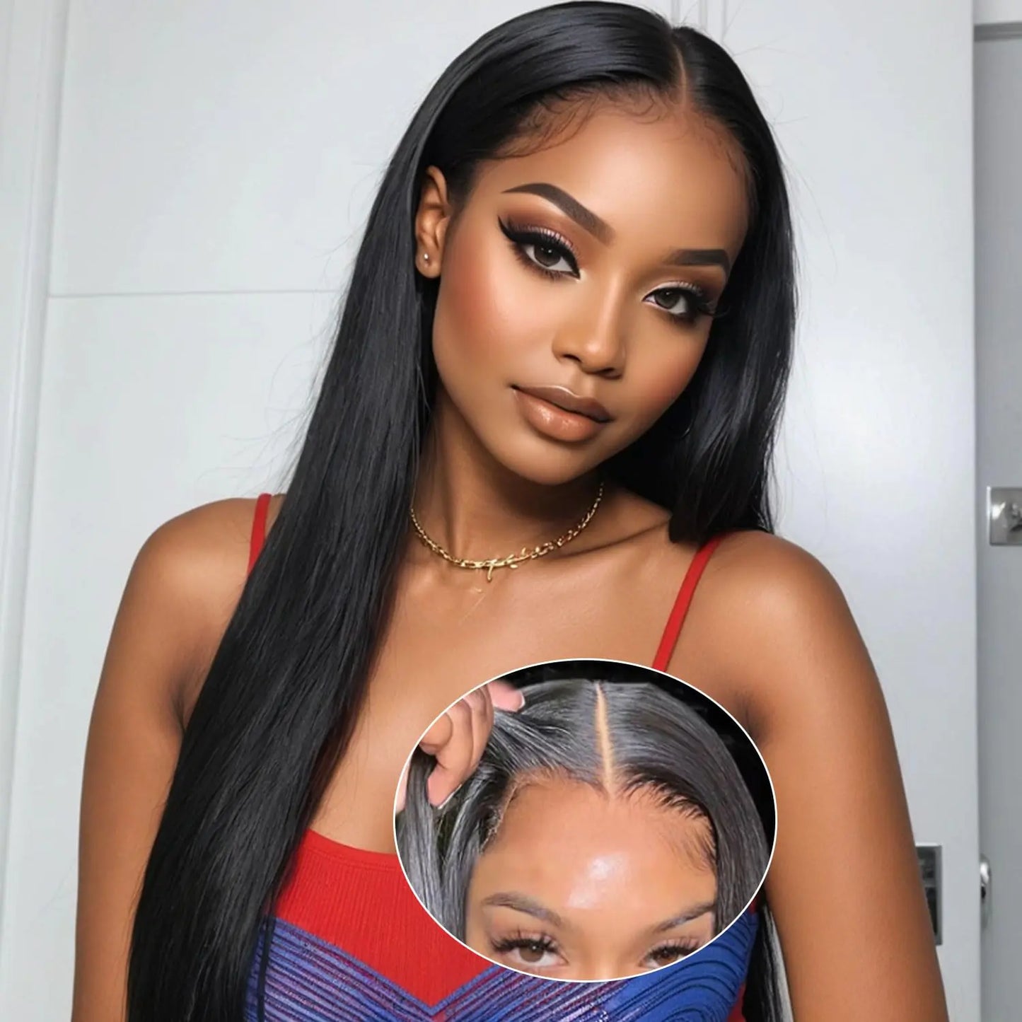 Barbique 6x4 HD Lace Ready to Go Glueless Wigs Human Hair Pre-Plucked Pre-Cut Lace Glueless Wigs Human Hair No Glue Lace Front Closure Wig Human Hair Straight 200% Density 24 Inch