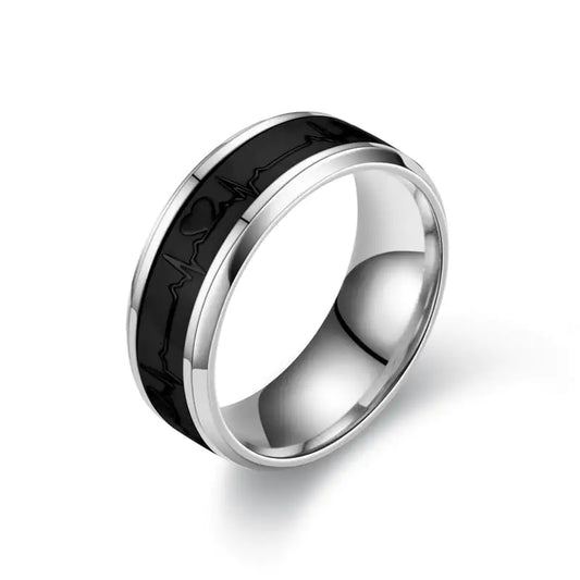 Luminous Stainless Steel Heartbeat Ring