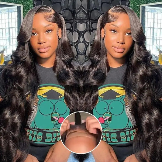 Tahikie 28inch 5x5 HD Lace Front Wigs Human Hair 220% Density Body Wave Lace Closure Wigs Human Hair Glueless Wigs Human Hair Pre Plucked Pre Cut for Beginners Ready to Go Wig Natural Black