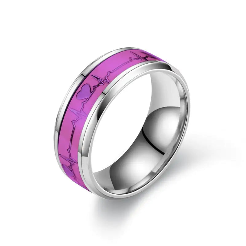 Luminous Stainless Steel Heartbeat Ring