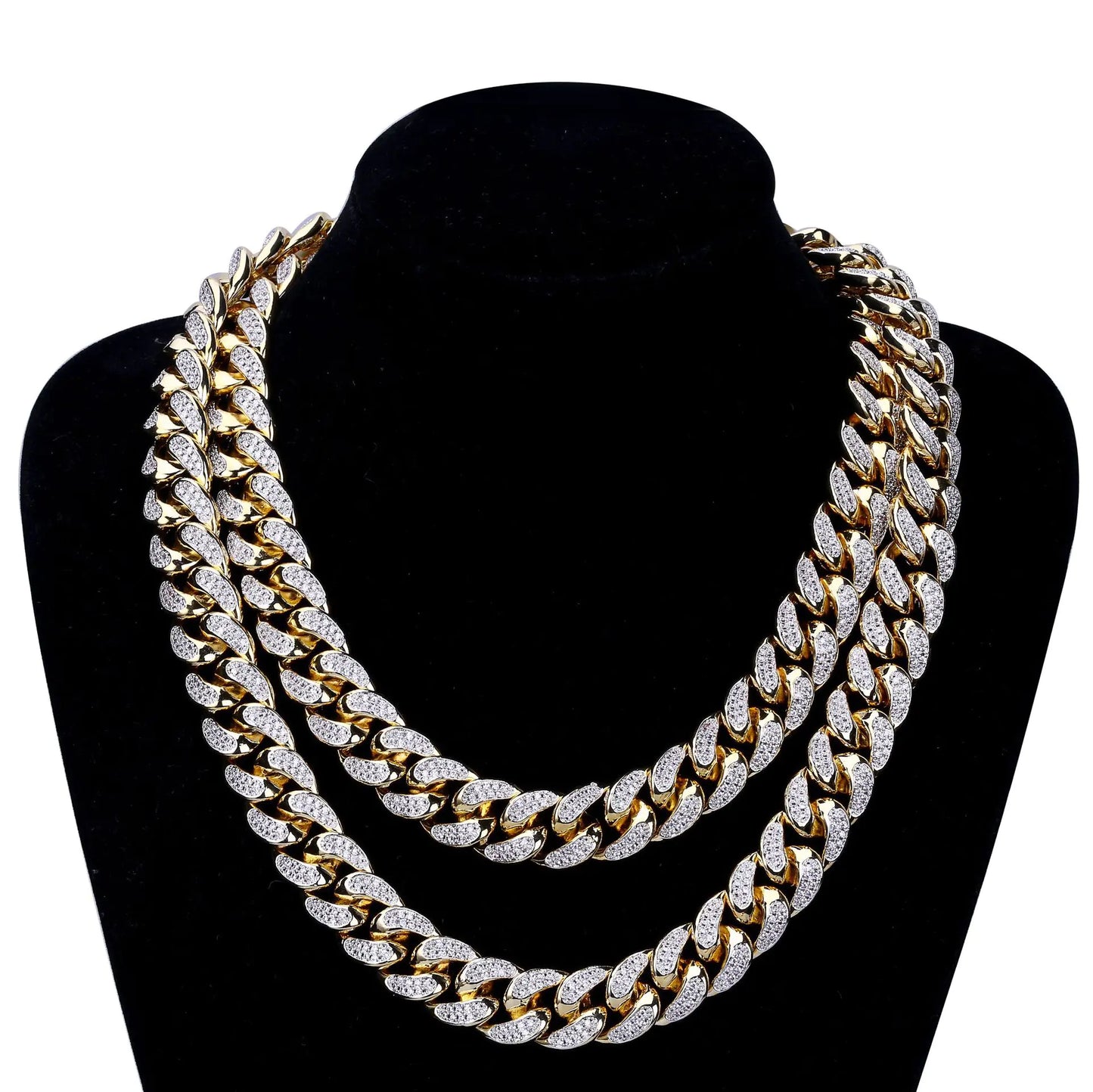Men's Hip Hop Cuban Miami Gold Chain with Zircon Necklace