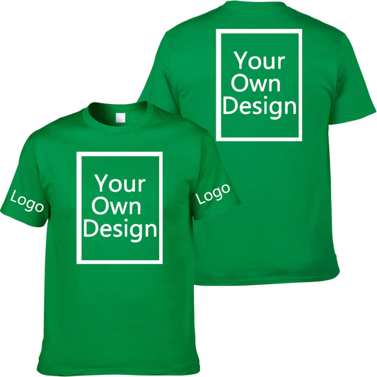 Custom T Shirts for Men/Women Personalized Shirt Design Your Own Cotton Tee Add Text/Image Front&Back Printed Irishgreen