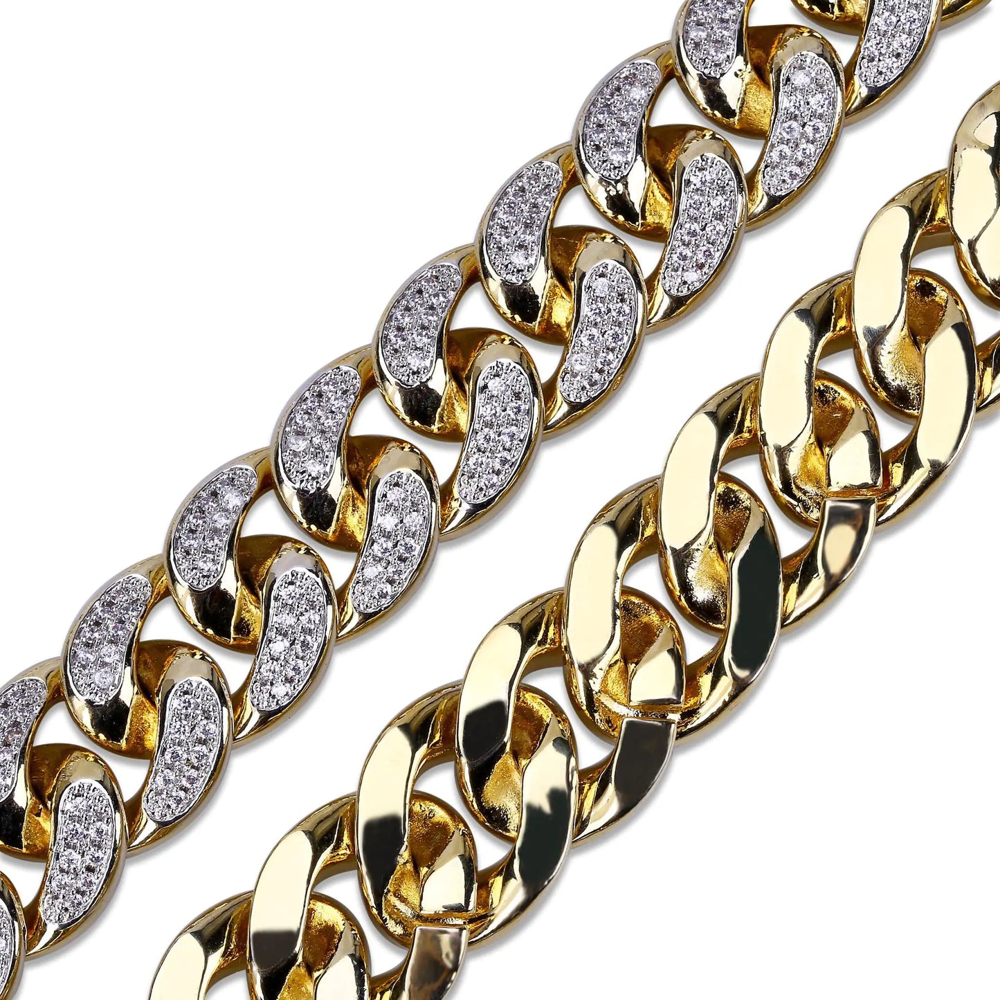Men's Hip Hop Cuban Miami Gold Chain with Zircon Necklace