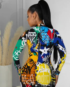 Printed Positive and Negative Sexy Dress