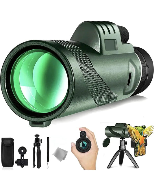 80 x 100 Monocular-Telescope Low Night Vision Monoculars High Definition for Adults High Powered with Smartphone Adapter Telescope Hunting Wildlife Bird Watching Travel Camping Hiking