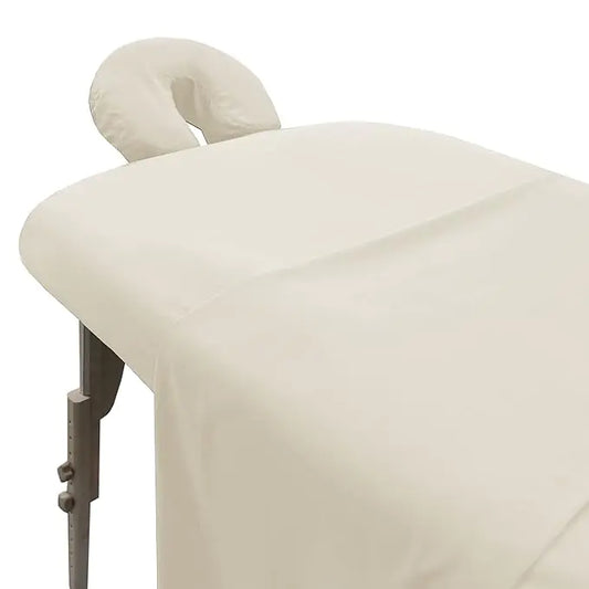 LONDON LINENS Soft Microfiber Massage Table Sheets Set 3 Piece Set - Includes Massage Table Cover Massage Fitted Sheet and Massage Face Rest Cover (Cream) Pack of 2