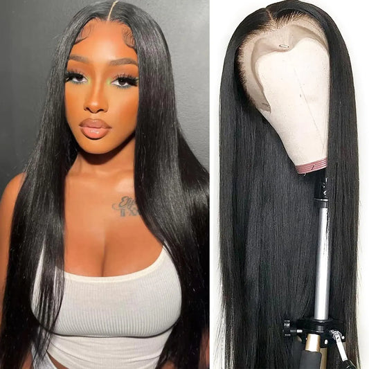 NewYou Straight Lace Front Wigs Human Hair Pre Plucked for Black Women 13x4 Lace Frontal Wigs Human Hair 180% Density Brazilian Glueless Wigs Human Hair 20 Inch