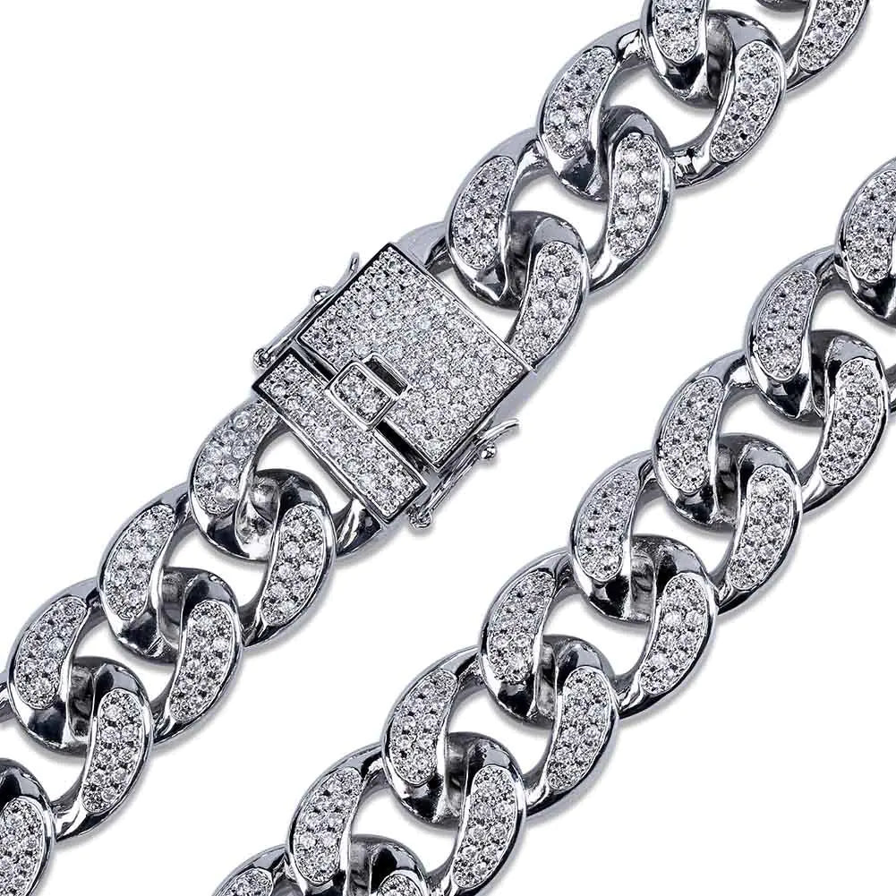 Men's Hip Hop Cuban Miami Gold Chain with Zircon Necklace