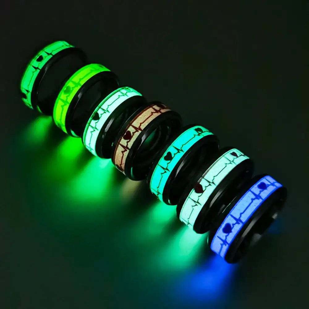 Luminous Stainless Steel Heartbeat Ring