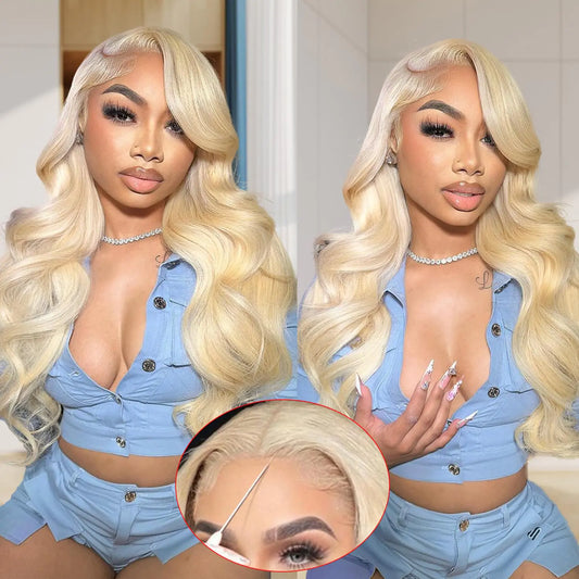 Lothia 20inch Lace Closure Wigs Human Hair Wear And Go Glueless Wig Human Hair 613 Closure Wig Human Hair Glueless Wigs Human Hair Pre Plucked Pre Cut Blonde 6x4 HD Lace For Beginners 20 inch